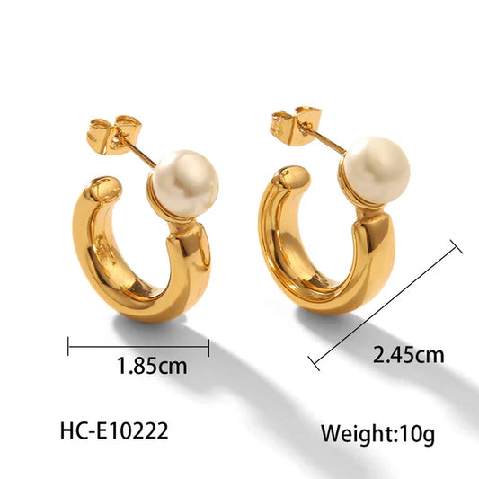 Pearl Gold steel  Earrings