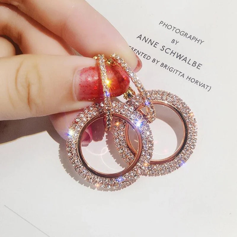 Princess Cute  O-Shape Plating Diamond Alloy Artificial Rhinestones Earring