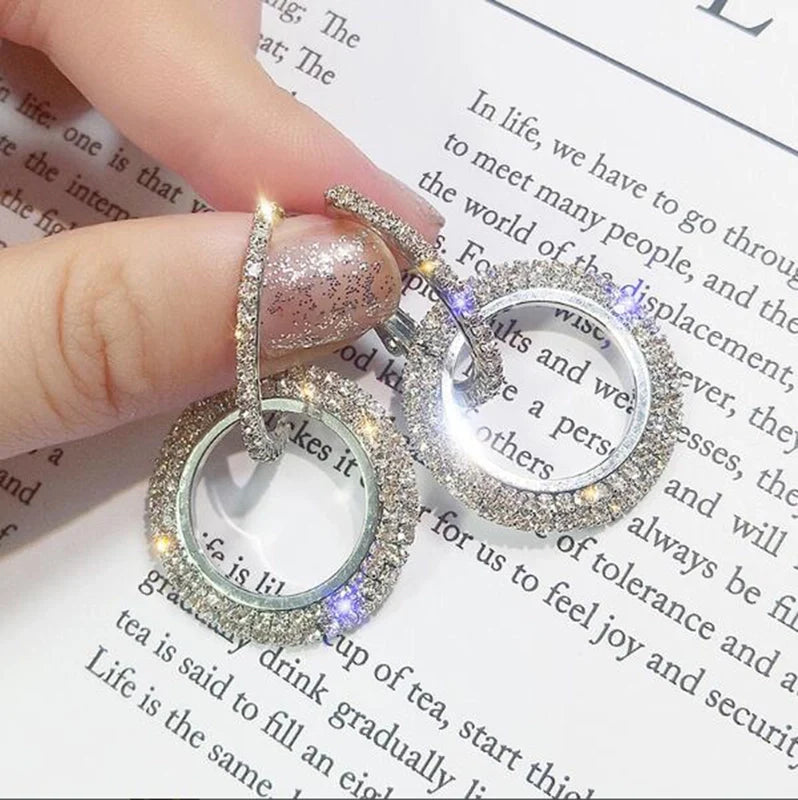 Princess Cute  O-Shape Plating Diamond Alloy Artificial Rhinestones Earrings