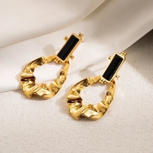 Pair Ig Style Leaves Flower Ginkgo Leaf Plating Stainless Steel Drop Earrings |yz129fen-hb