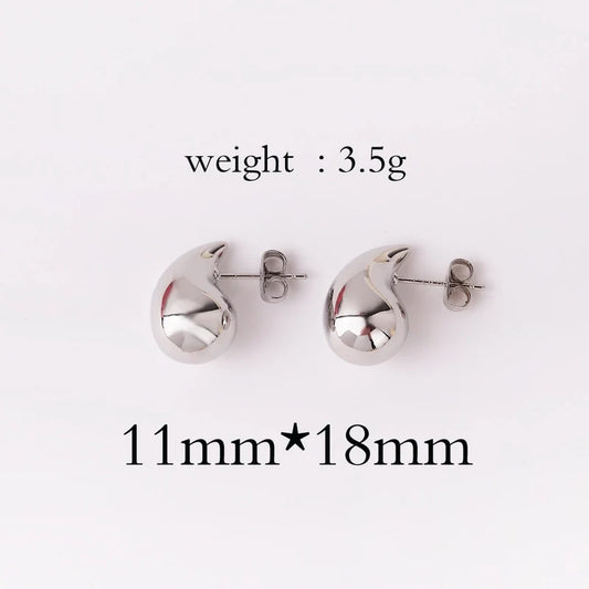 Pair Retro Lady Water Droplet Plating Copper Ear Studs white Gold super small size