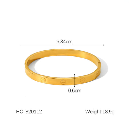 IG Style Round Stainless Steel Diamond Inlay Bangles