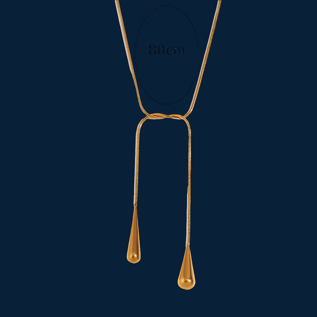 Long Knot Tied Necklace - Gold