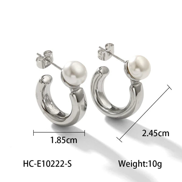 Pearl Steel Earrings